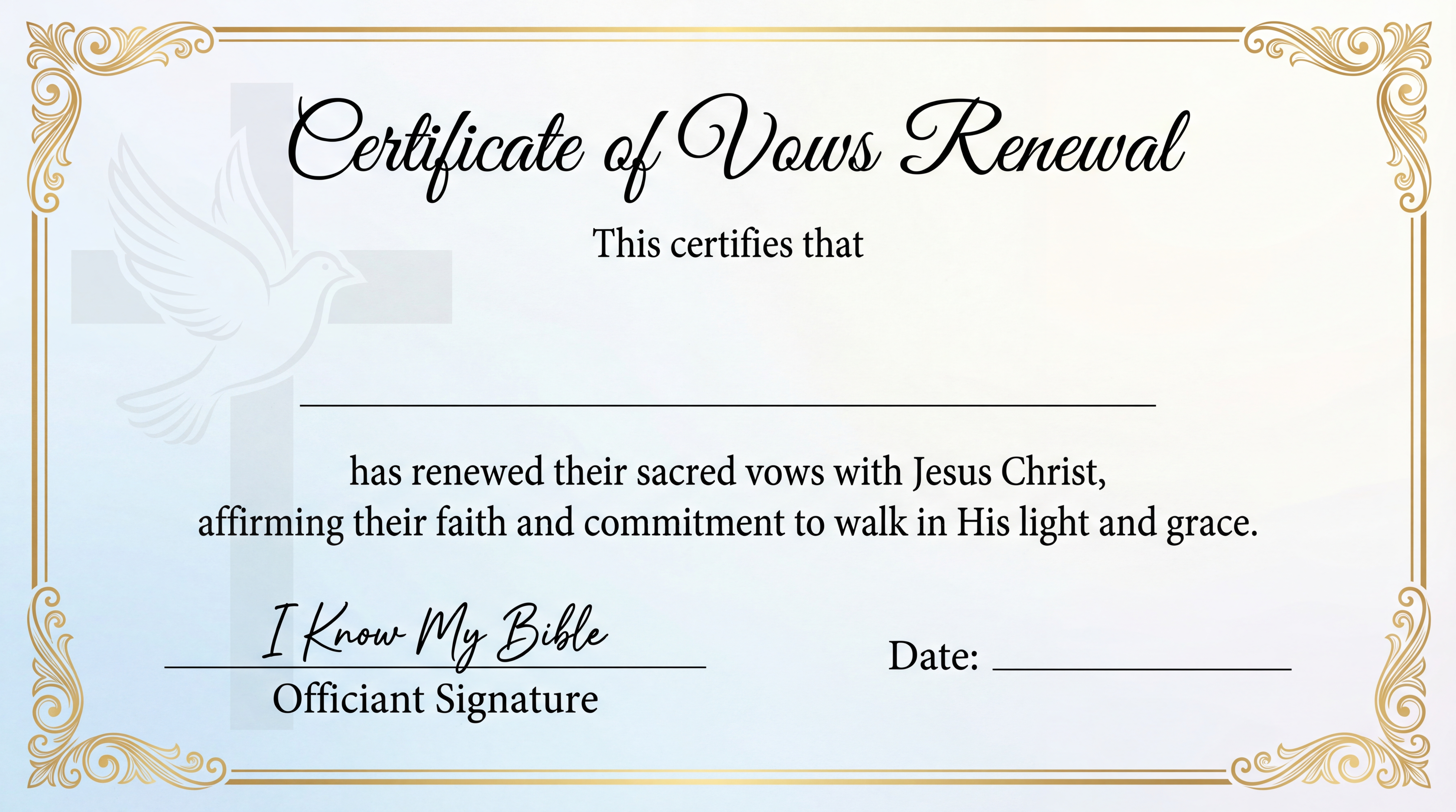 Vow Renewal Certificate