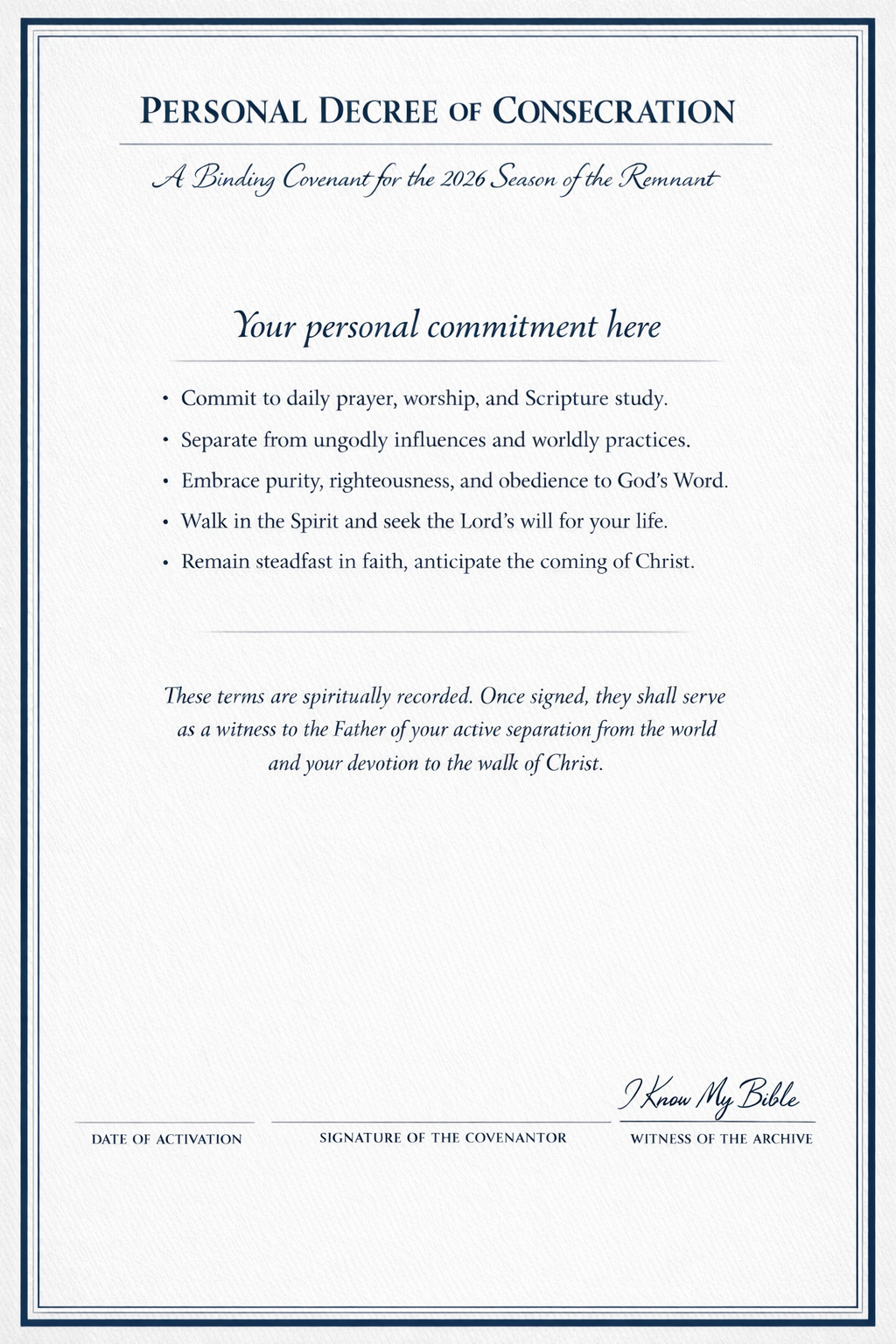 Terms of Consecration